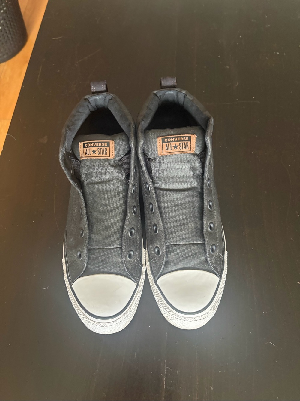 Converse Black High-Top Canvas Sneakers with White Toe - Picture 3 of 6